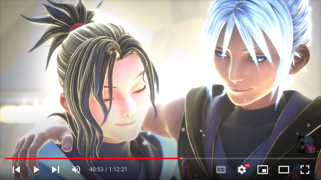 Eraqus smiling, mouth closed, next to Xehanort.